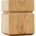 Hardware Resources 3-1/2" Wx3-1/2"Dx4-1/2"H Rubberwood Square Grooved Shaker Bun Foot BF33RW